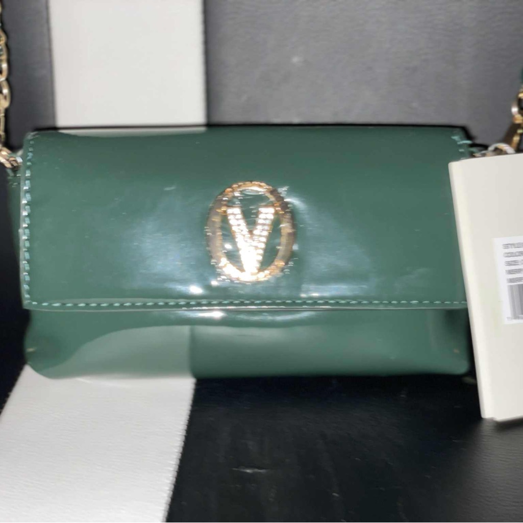 Valentino Orlandi Green Crossbody Bag With Gold Logo Valentino Orlandi Green Crossbody Bag With Gold Logo
